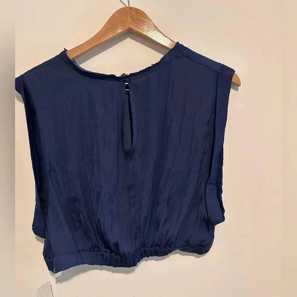 Free People Remi Crop Top in Smokey Saphire Navy Blue Sz L - Picture 3 of 7